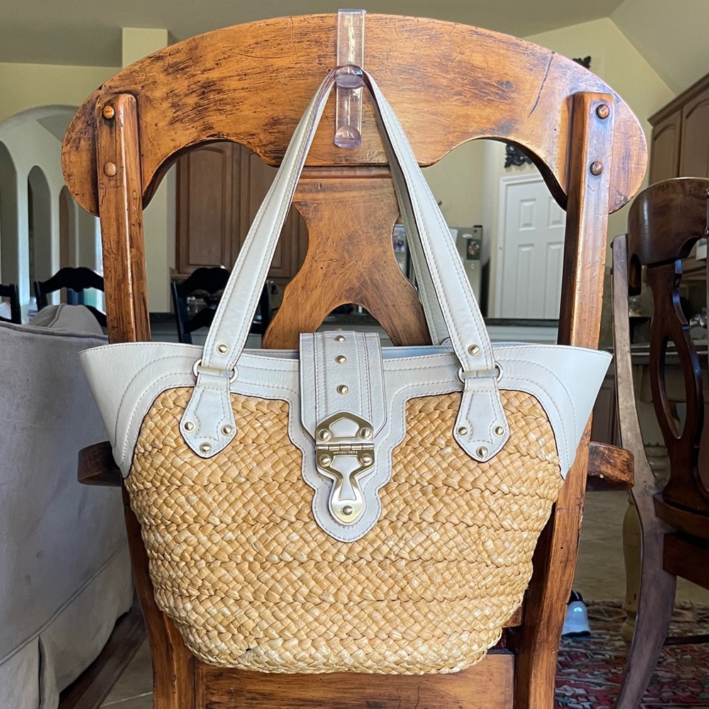 Michael Kors Leather and Straw Tote